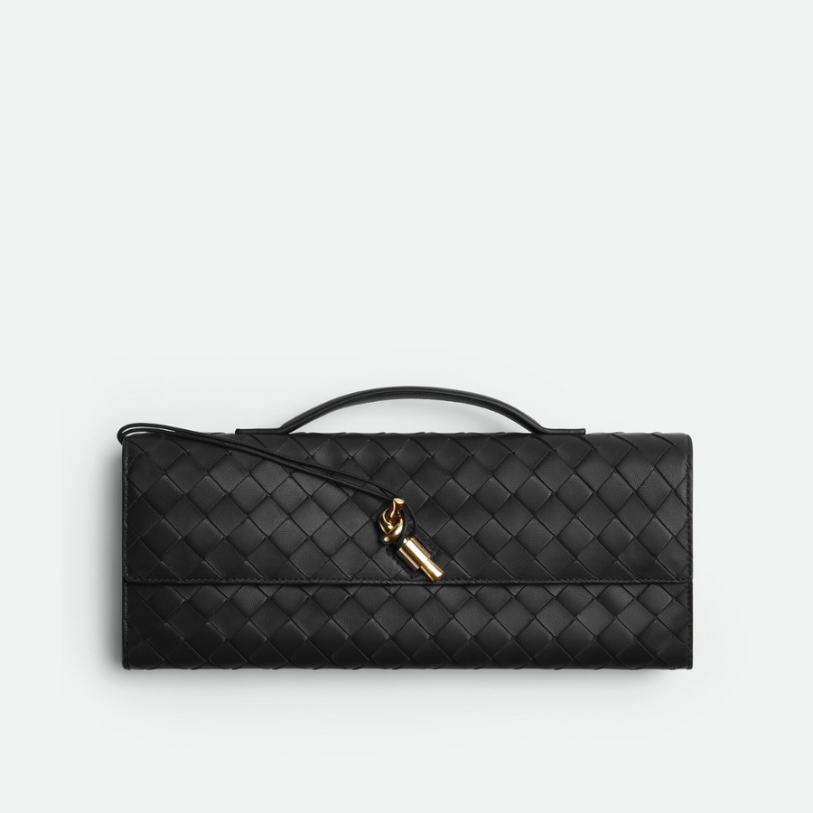 Black Long Clutch Andiamo With Handle Designer Clutch for Women | Studio Nafay