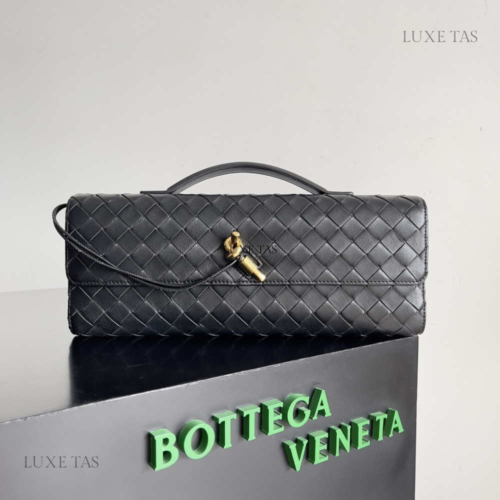 Black Long Clutch Andiamo With Handle Designer Clutch for Women - Product Image 2