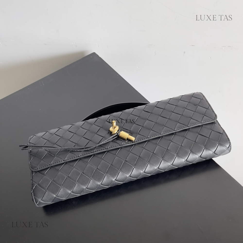 Black Long Clutch Andiamo With Handle Designer Clutch for Women - Product Image 7