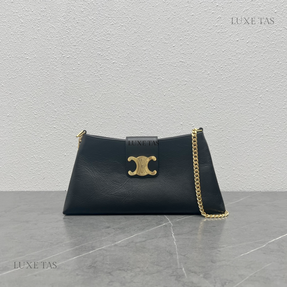 Black Wiltern Clutch Triomphe Soft In Smooth Calfskin Leather Shoulder Bag for Women - Product Image 2