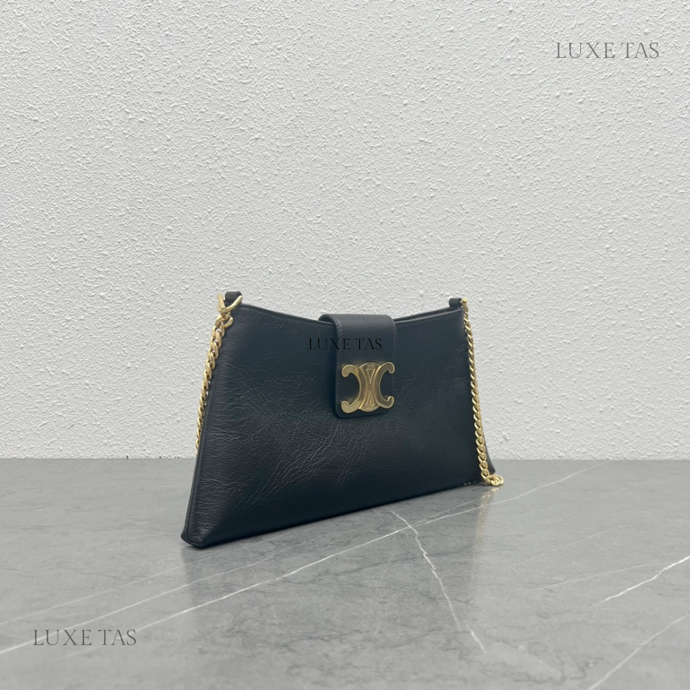 Black Wiltern Clutch Triomphe Soft In Smooth Calfskin Leather Shoulder Bag for Women - Product Image 3