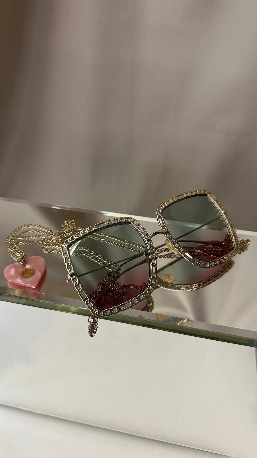 GUCCI Chain Sunglasses Gold | Studio Nafay