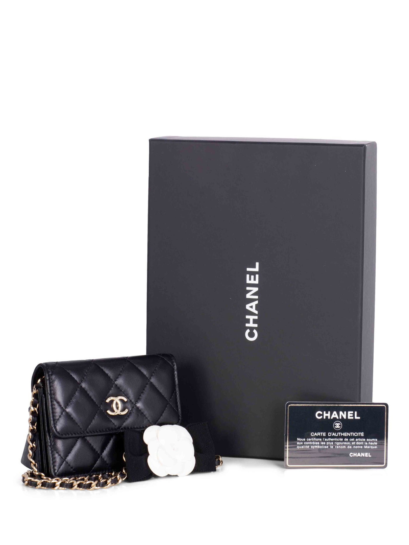 Chanel CC Quilted Leather Mini Camellia Flap Messenger Bag Black | Studio Nafay