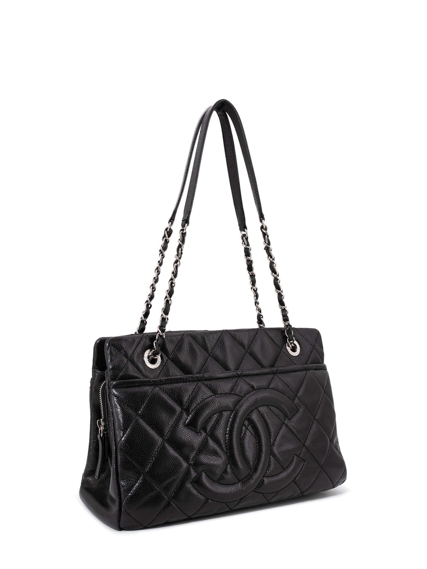 Chanel Caviar Quilted Leather CC Logo Shopper Bag Black | Studio Nafay