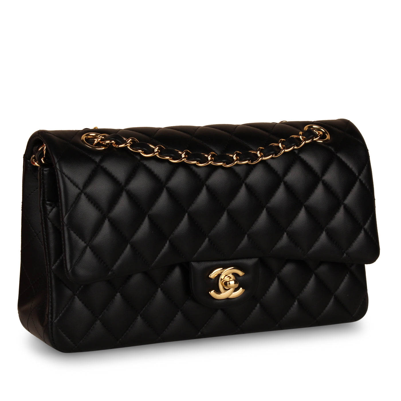Classic Flap Bag Medium - Black Lambskin | Studio Nafay