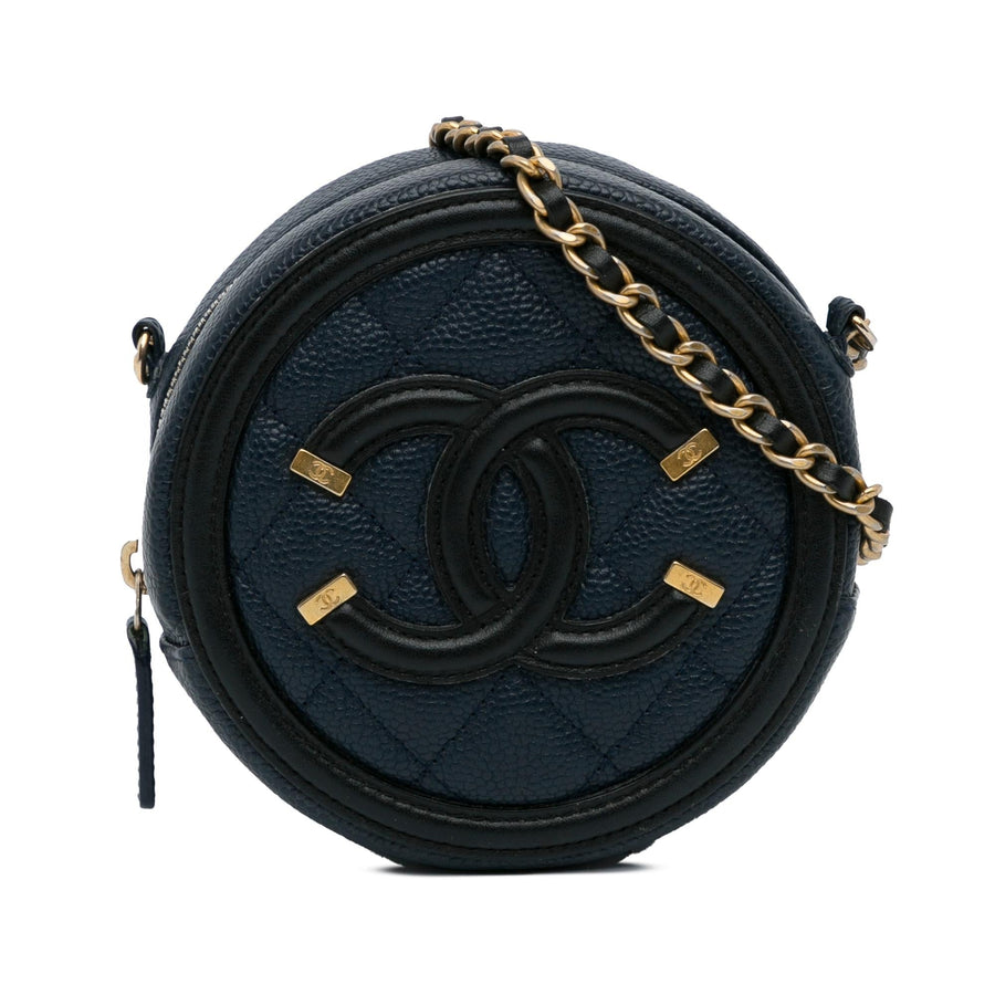 Chanel Caviar CC Filigree Round Crossbody Bag | Studio Nafay