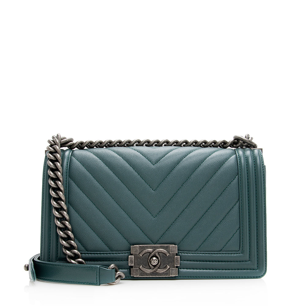 Chanel Caviar Chevron Old Medium Boy Bag | Studio Nafay