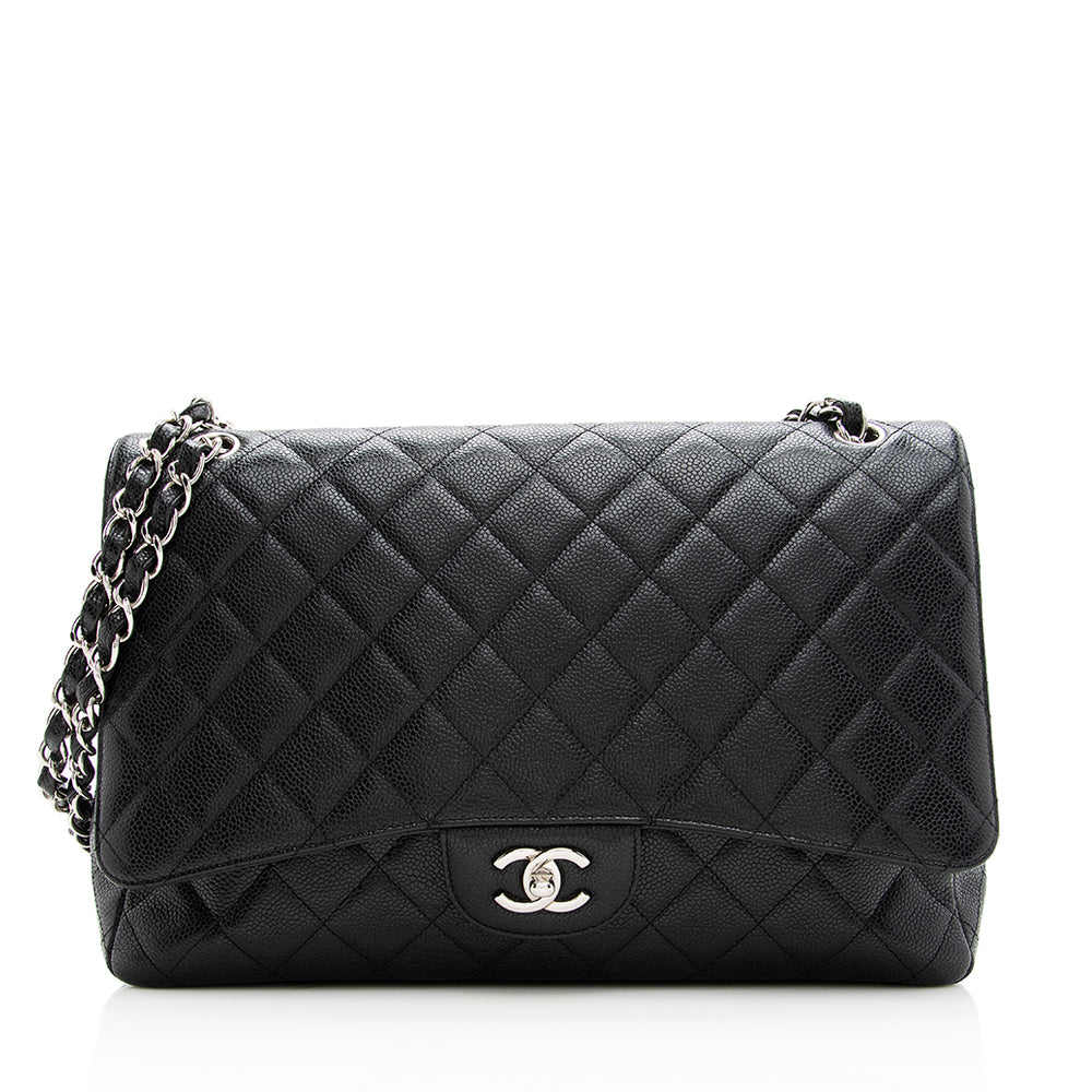 Chanel Caviar Leather Classic Maxi Single Flap Bag | Studio Nafay