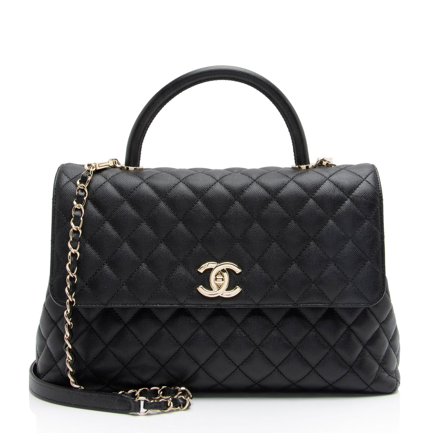 Chanel Caviar Leather Coco Top Handle Medium Flap Bag | Studio Nafay