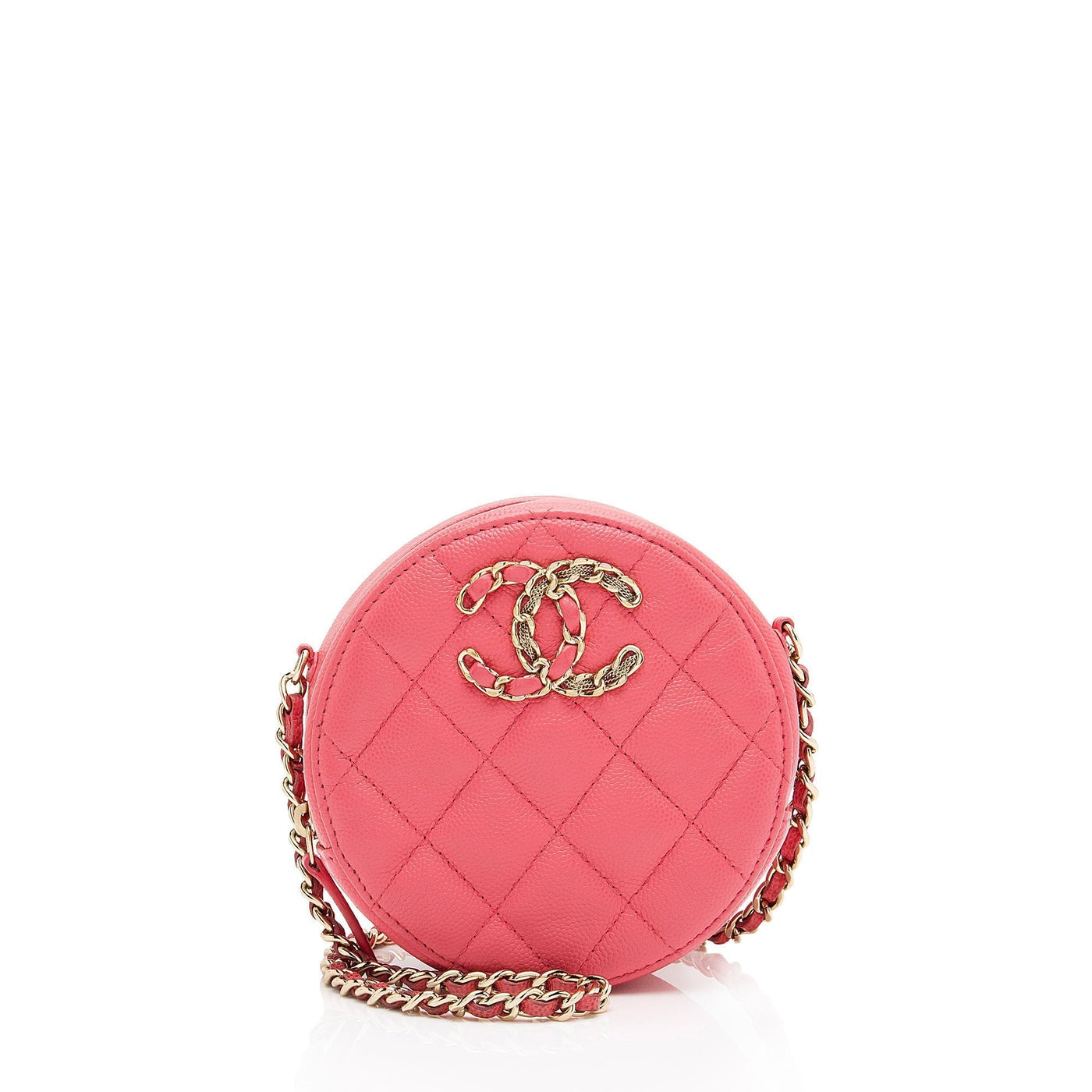 Chanel Caviar Leather New Wave Round Clutch with Chain | Studio Nafay