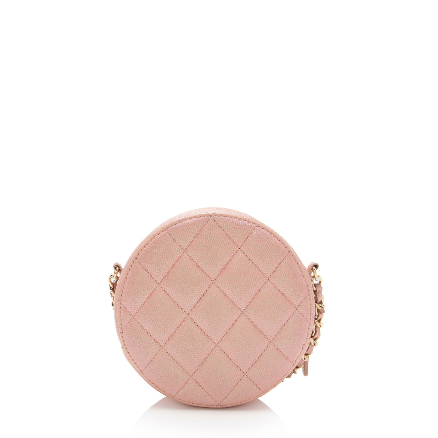 Chanel Iridescent Caviar Leather Mother of Pearl CC Round Clutch with Chain - Product Image 3