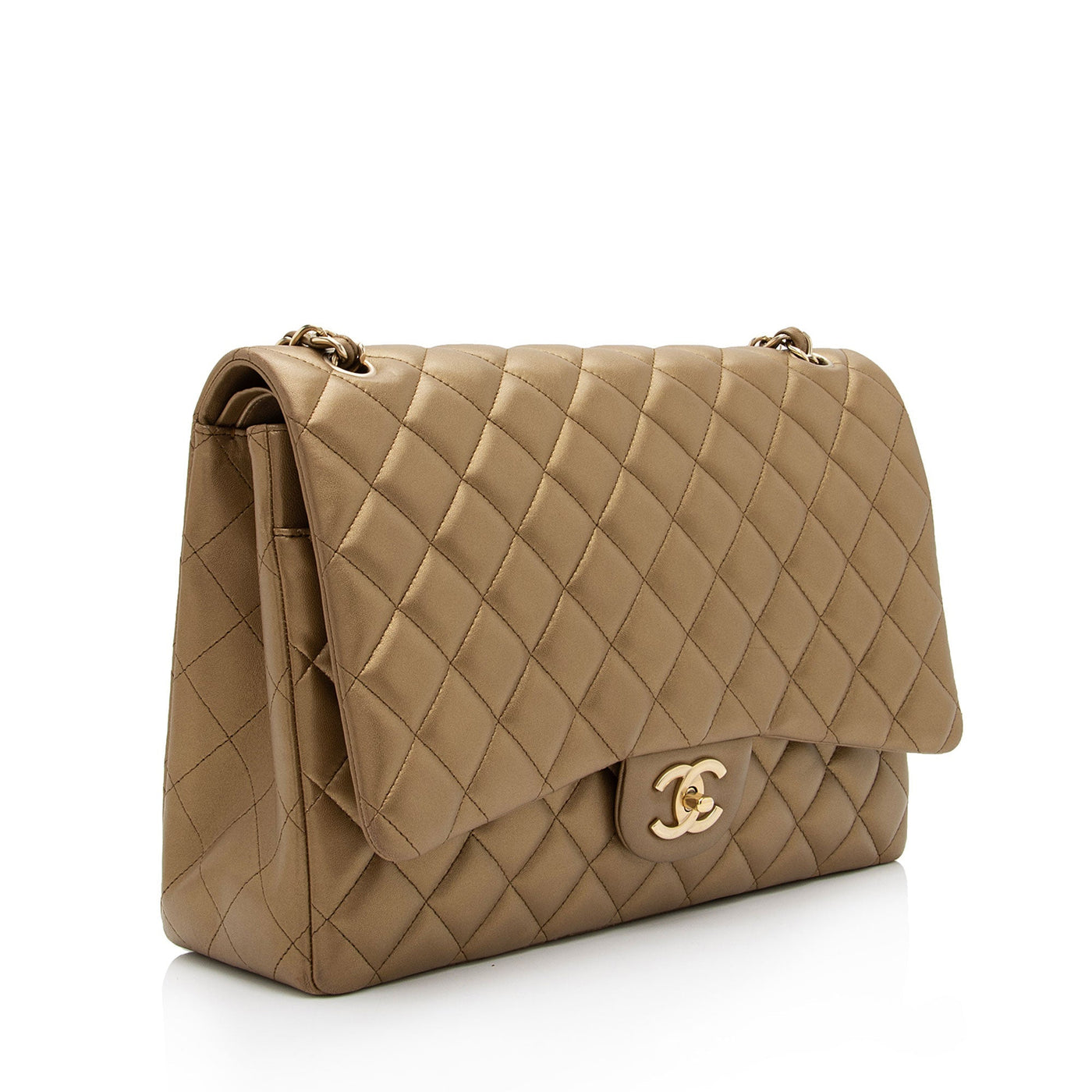 Chanel Metallic Lambskin Classic Maxi Double Flap Bag | Studio Nafay
