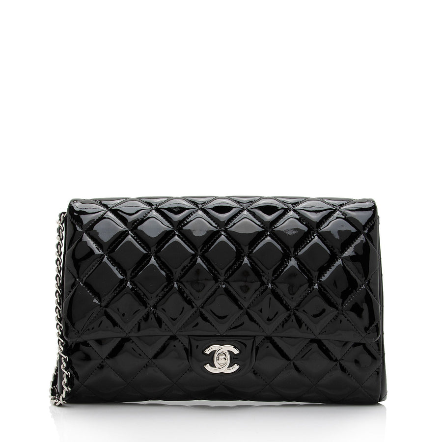 Chanel Patent Leather Flap Clutch on Chain | Studio Nafay