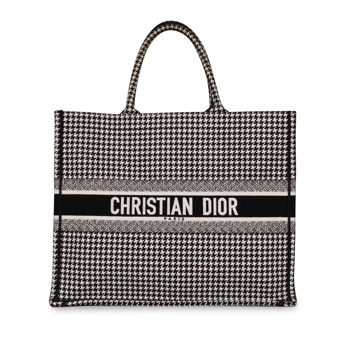 Large Dior Book Tote - Houndstooth | Studio Nafay