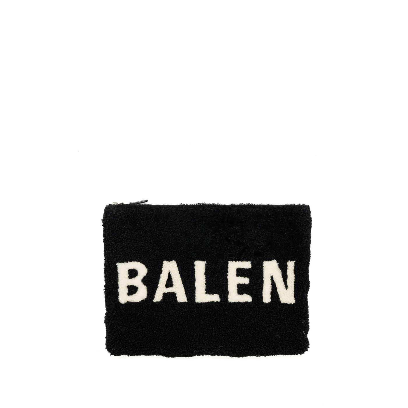 Balenciaga zip pouch clutch shearling black/ white SHW | Studio Nafay