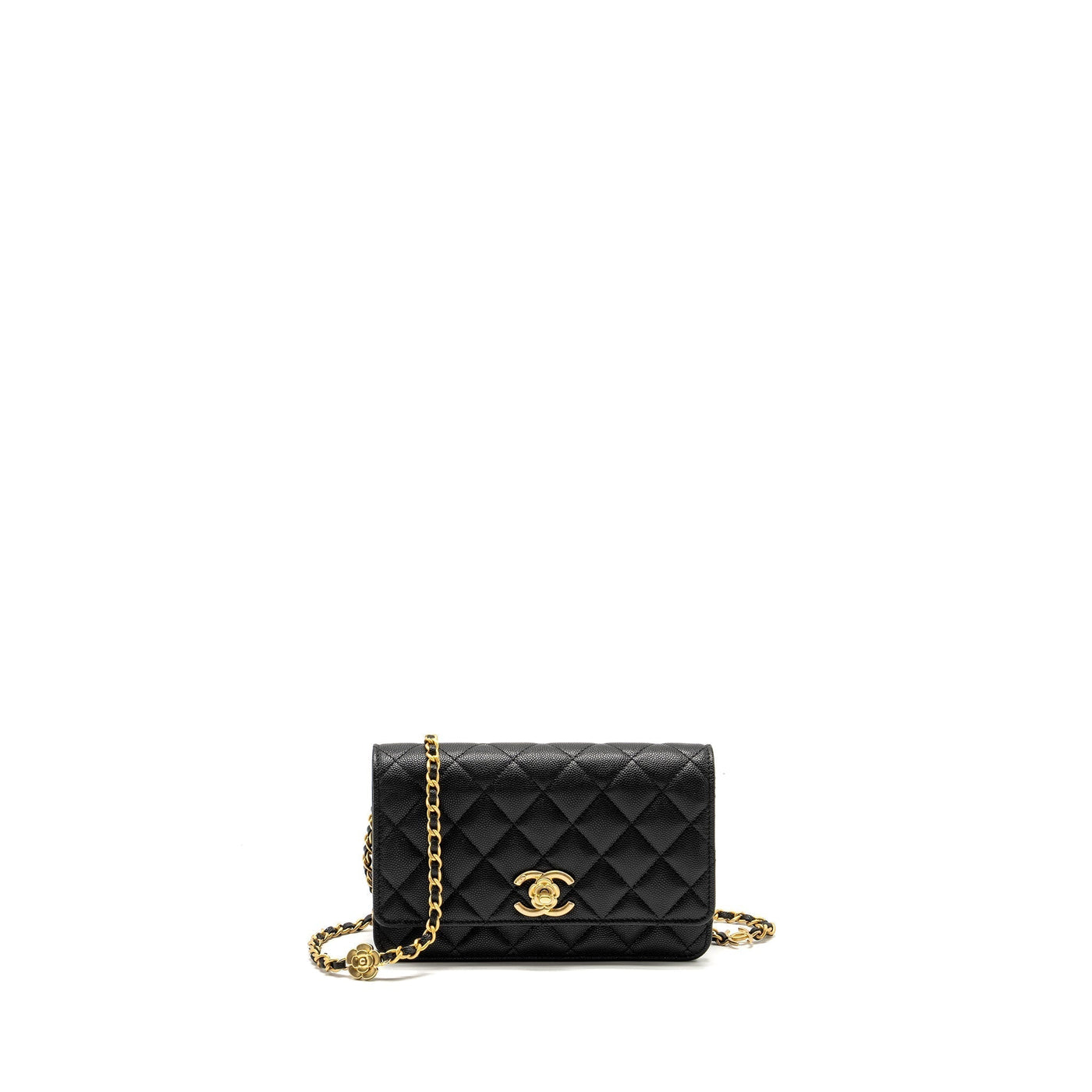 Chanel Camellia Wallet on chain Caviar Black GHW (Microchip) | Studio Nafay