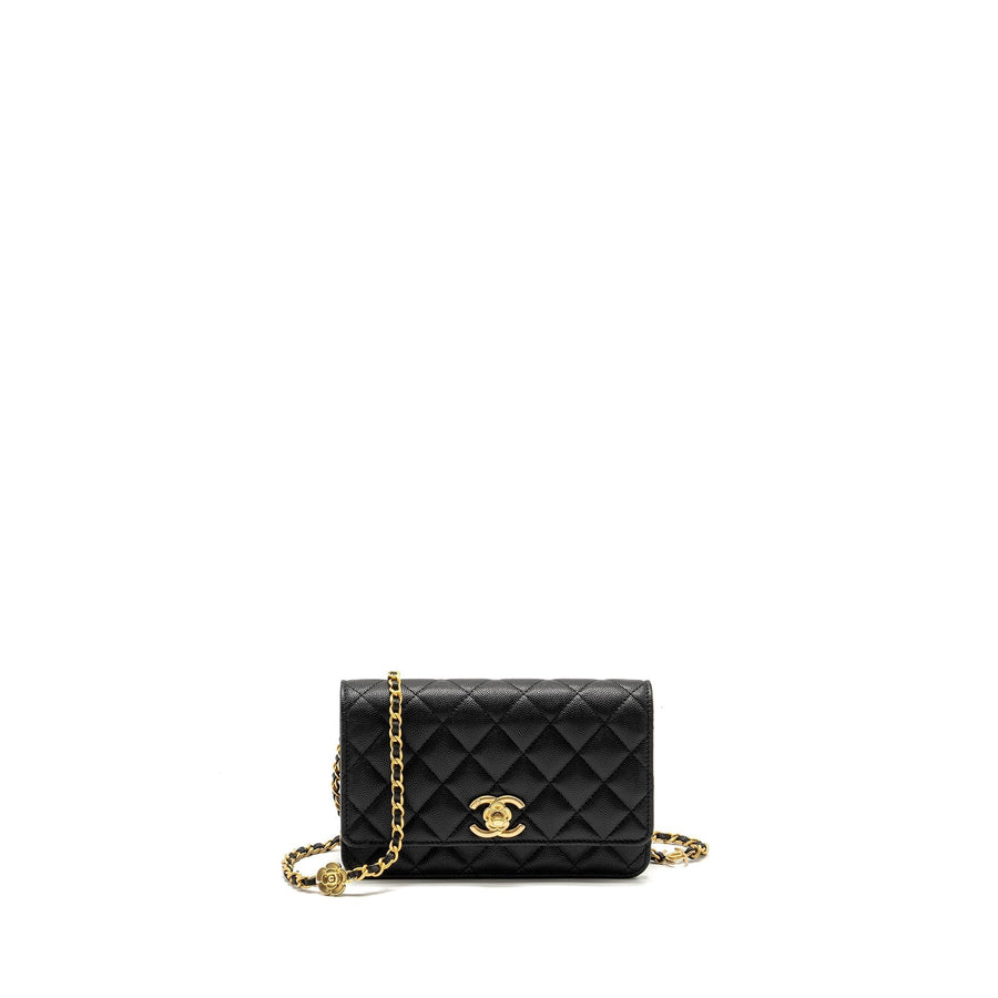 Chanel Camellia Wallet on chain Caviar Black GHW (Microchip) | Studio Nafay