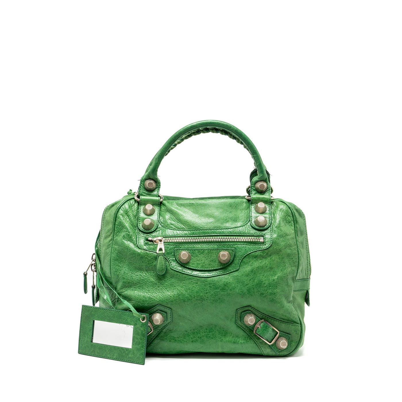 Balenciaga zip handle bag green leather SHW | Studio Nafay