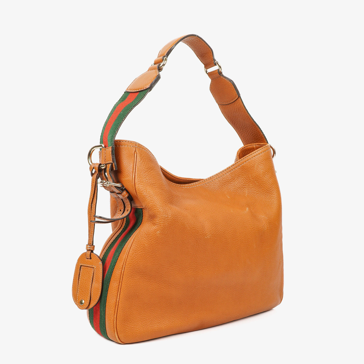 Gucci Web Striped Brown Lerahter Hobo Bag - Product Image 3