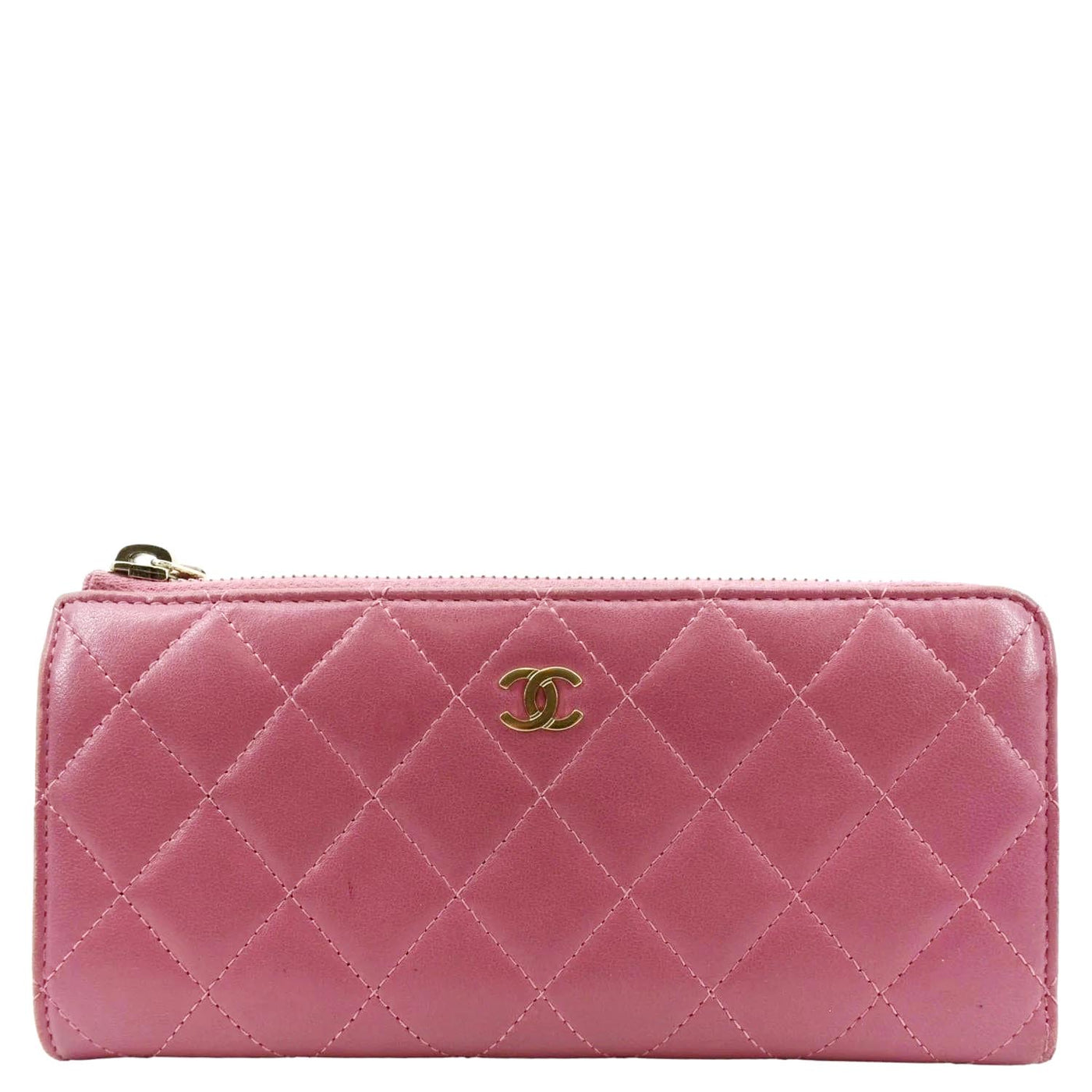 CHANEL CC Quilted Leather Zip Wallet Pink - Product Image 2