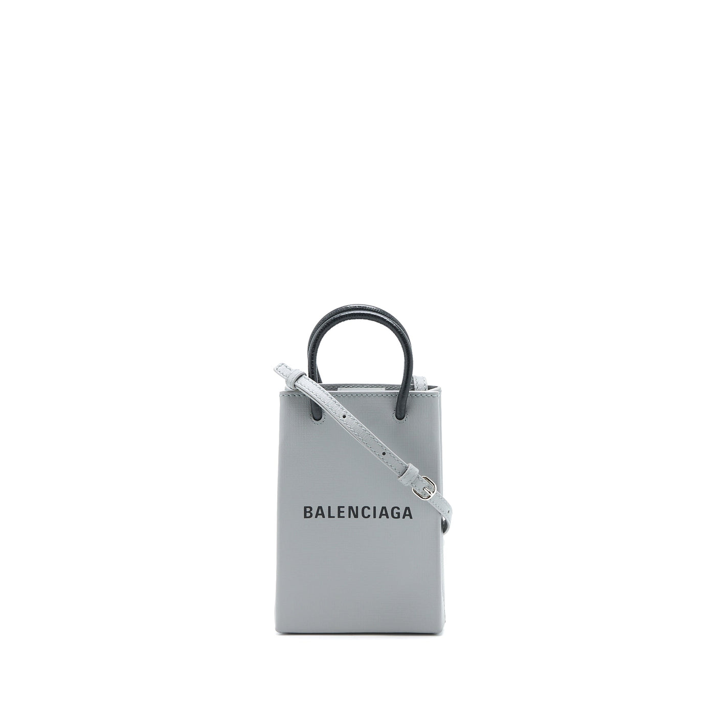 Balenciaga Mini Shopping Phone Pouch Grey SHW | Studio Nafay