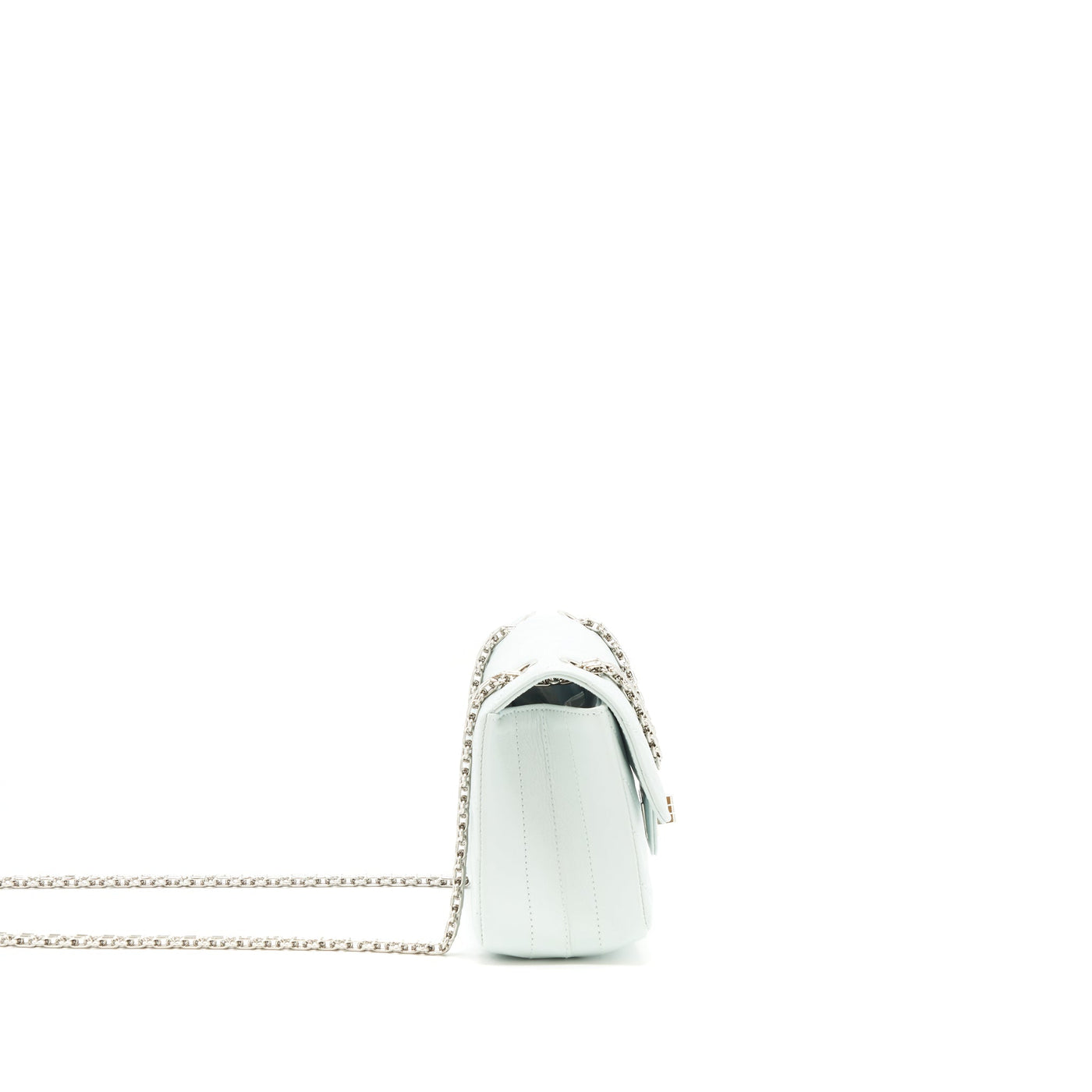 Chanel chevron mini 2.55 Reissue flap Bag Calfskin light blue SHW | Studio Nafay
