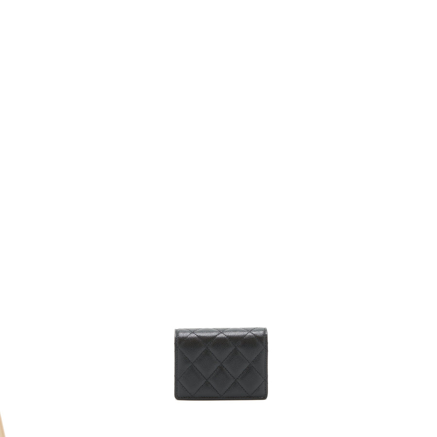 Chanel Caviar Card Holer with chain and bag charm Black LGHW | Studio Nafay