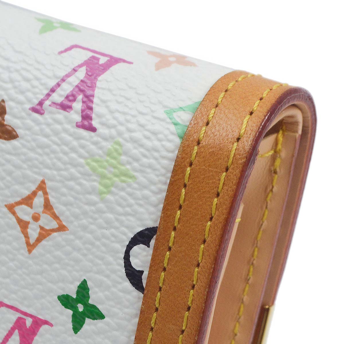 Louis Vuitton White Multicolor Porte Monnaie Plat Wallet in White Multicolor