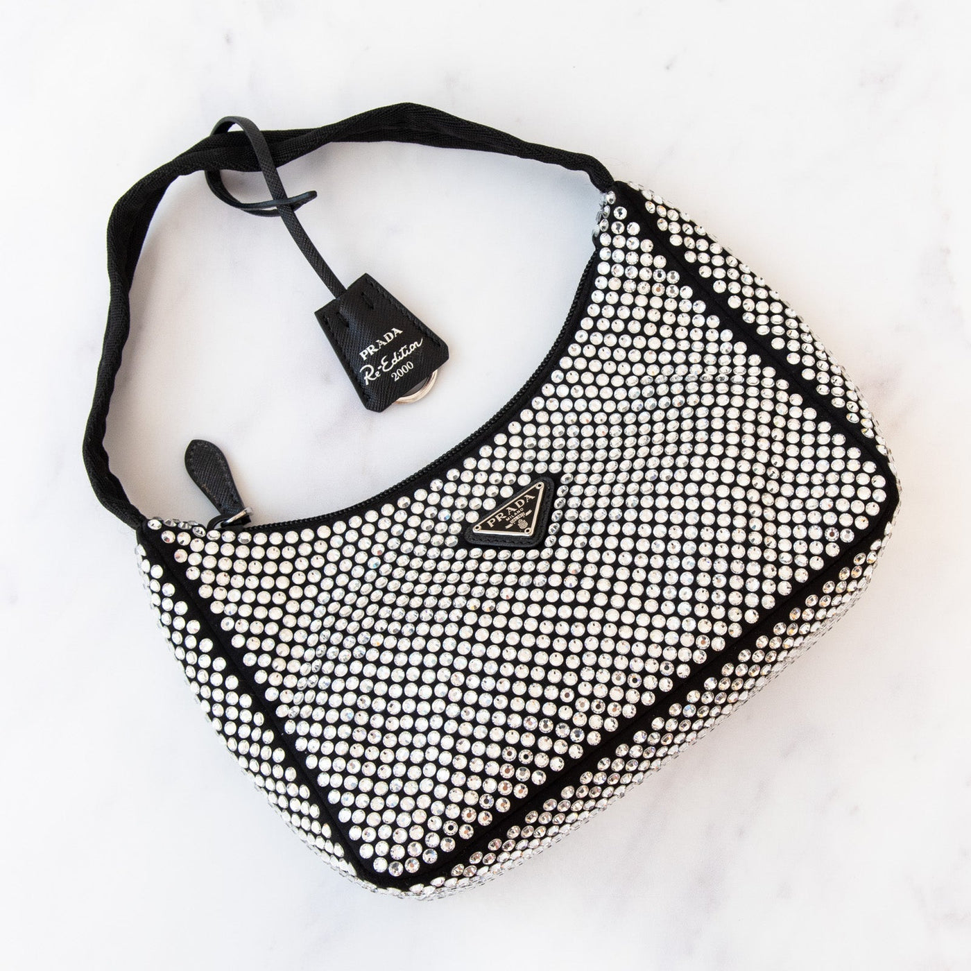 Prada Satin Mini Hobo Bag With Crystals Re Edition - Product Image 3