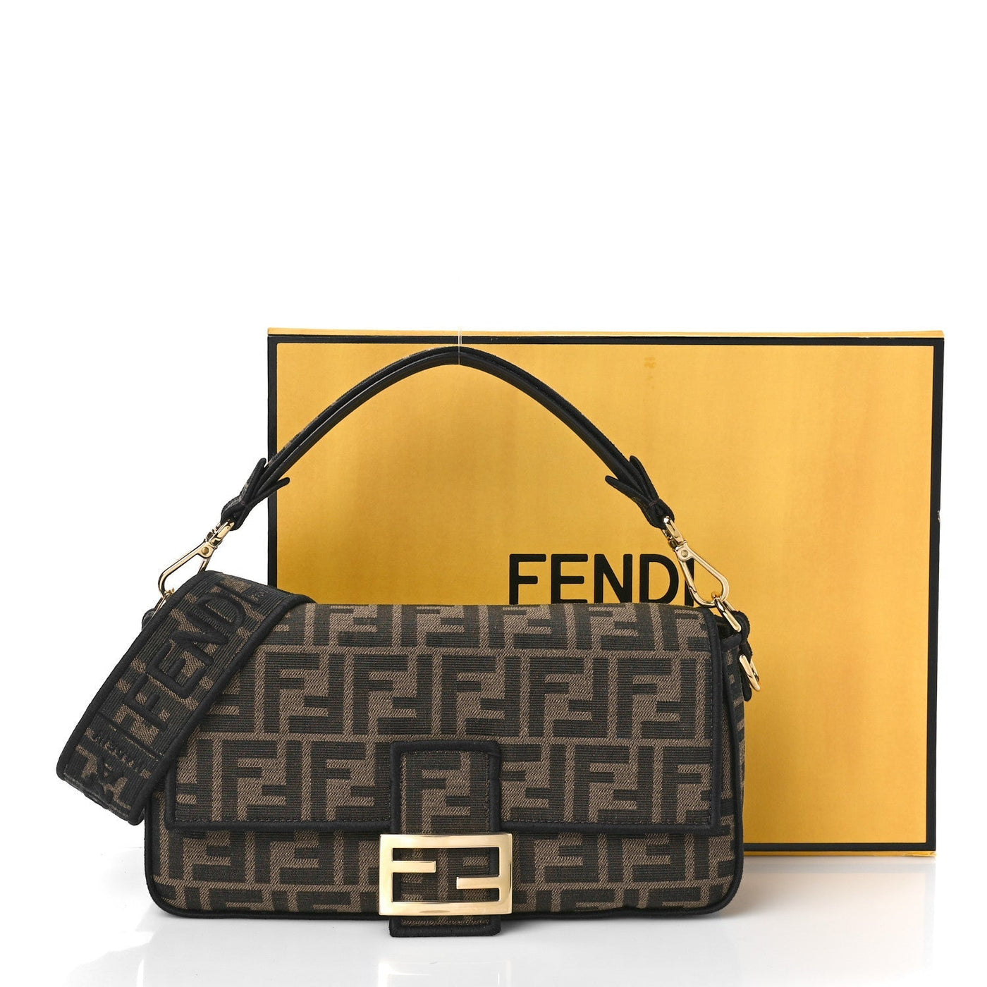 FENDI FF MEDIUM JACUARD BAGUTTE BAG TOBACCO - Product Image 4