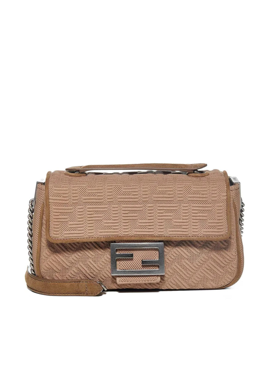 FENDI MIDI KNIT FF CHAIN BAGUETTE MEDIUM BAG | Studio Nafay