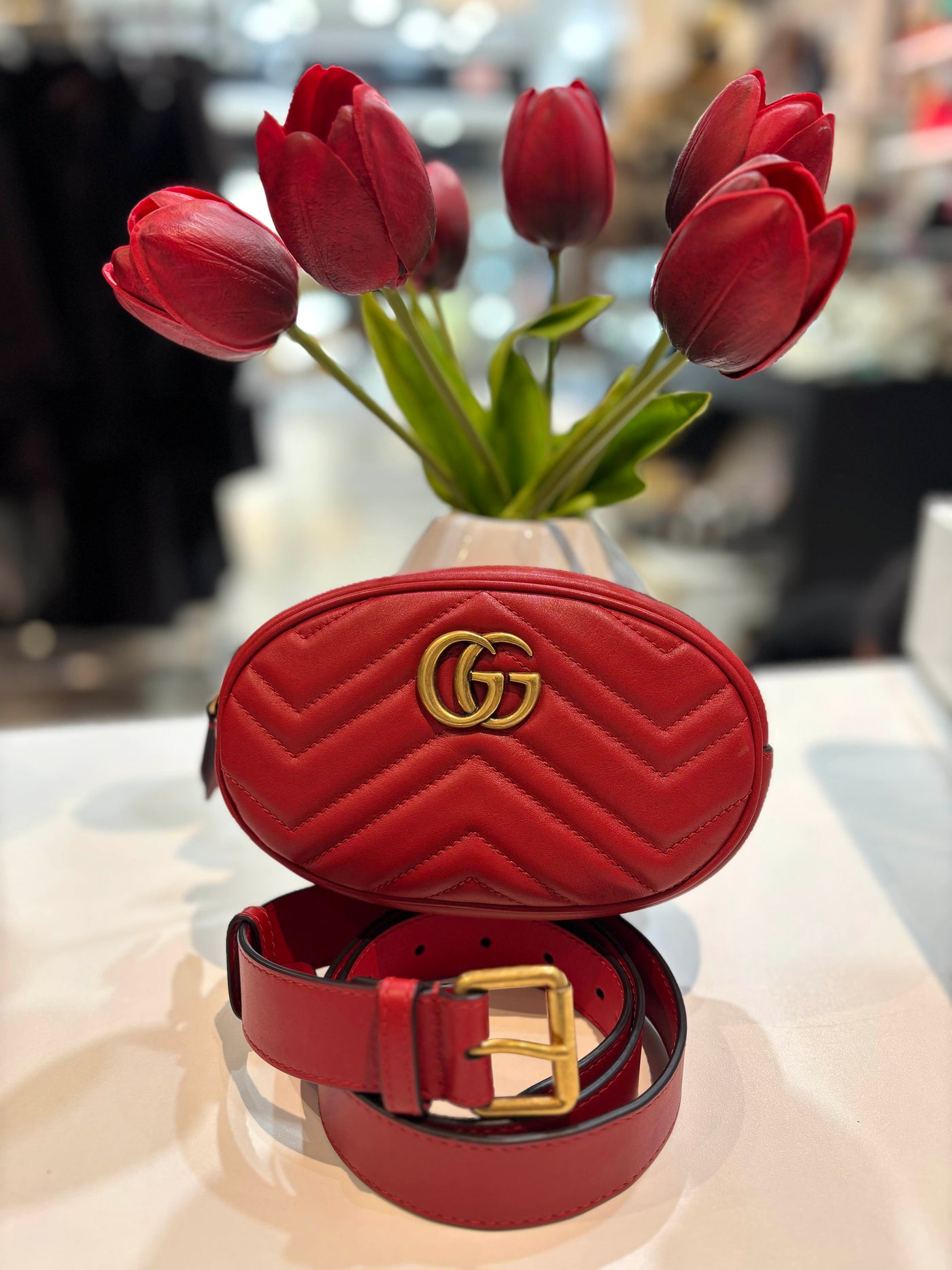 GUCCI GG MARMONT MATELASSE CALFSKIN LEATHER BELT BAG - Product Image 4