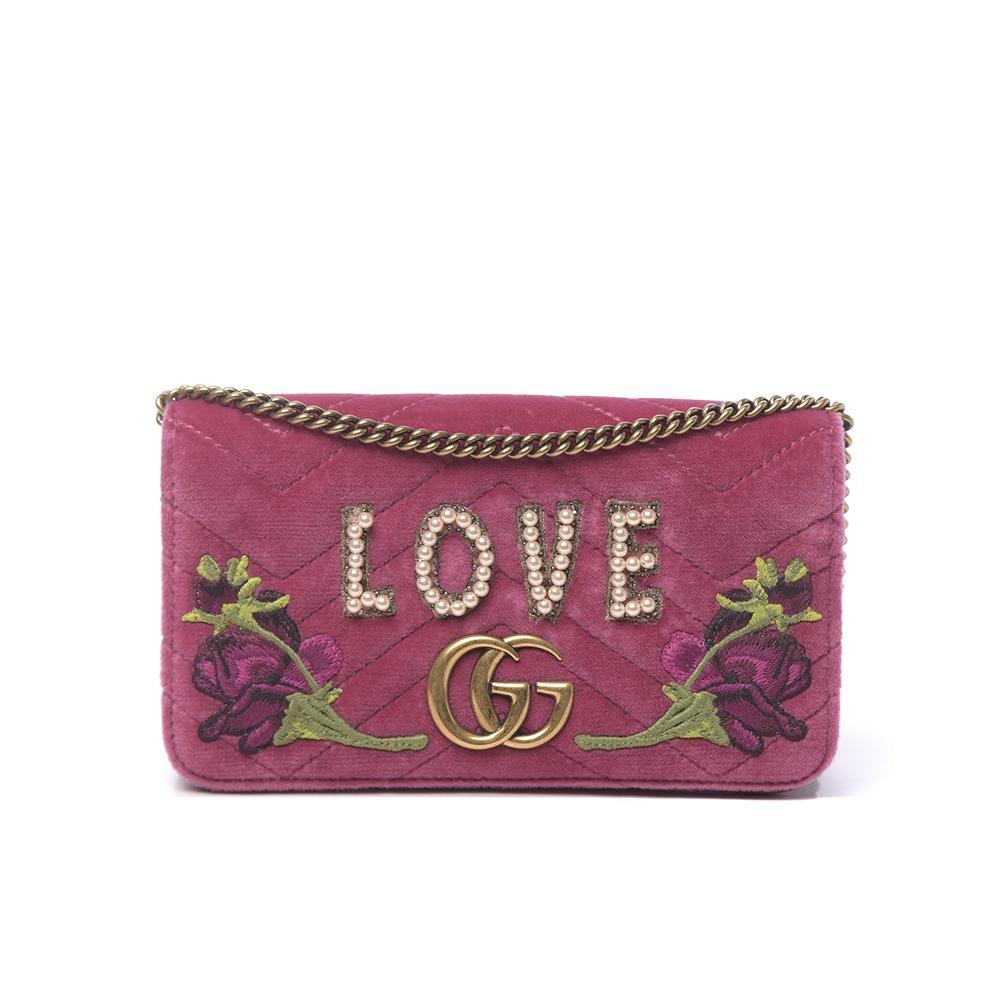 Gucci 488426 2149 Women's Raspberry Pink Velvet Mini Clutch Bag ( ) - Product Image 4