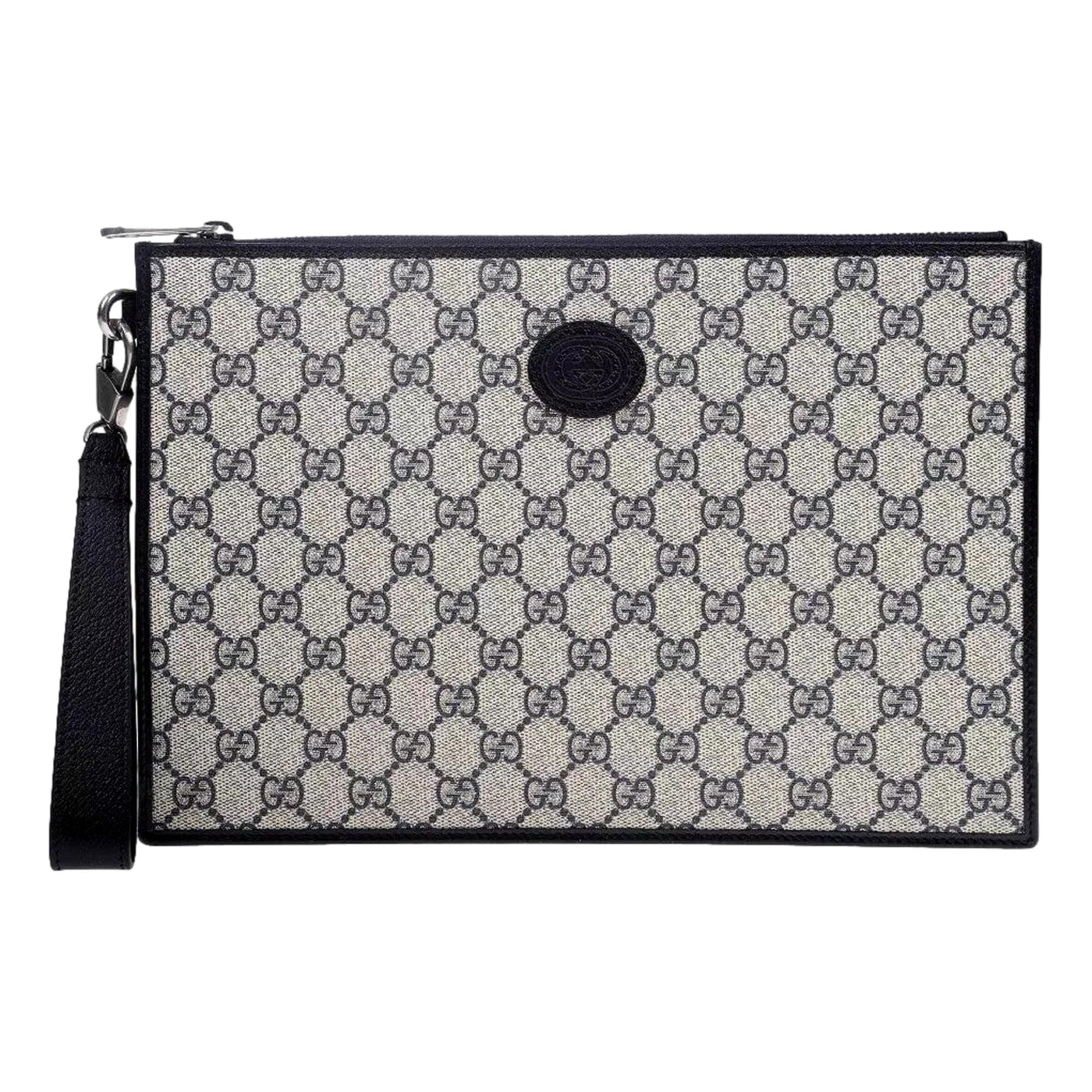 Gucci GG Supreme Coated Canvas Wristlet Clutch Handbag Beige and Navy - Product Image 7