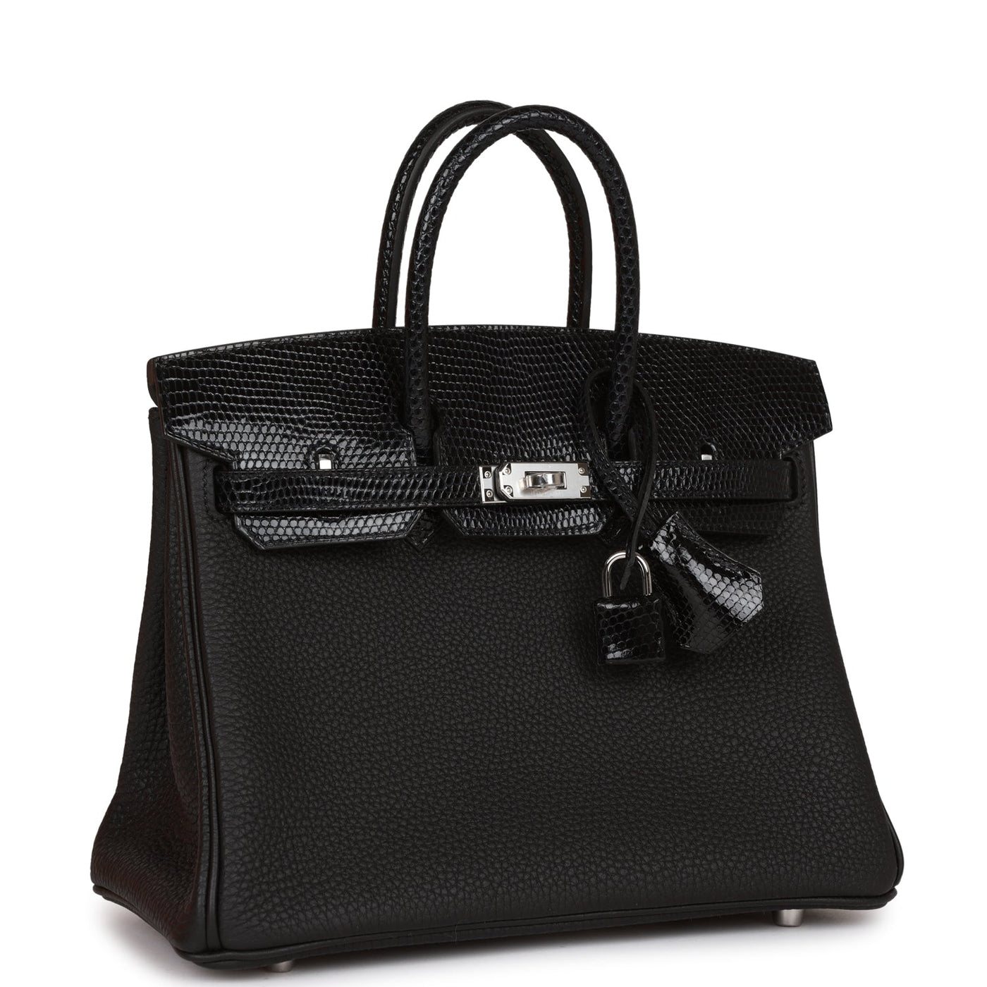 Hermes Birkin 25 Black Lizard and Togo Touch Palladium Hardware | Studio Nafay