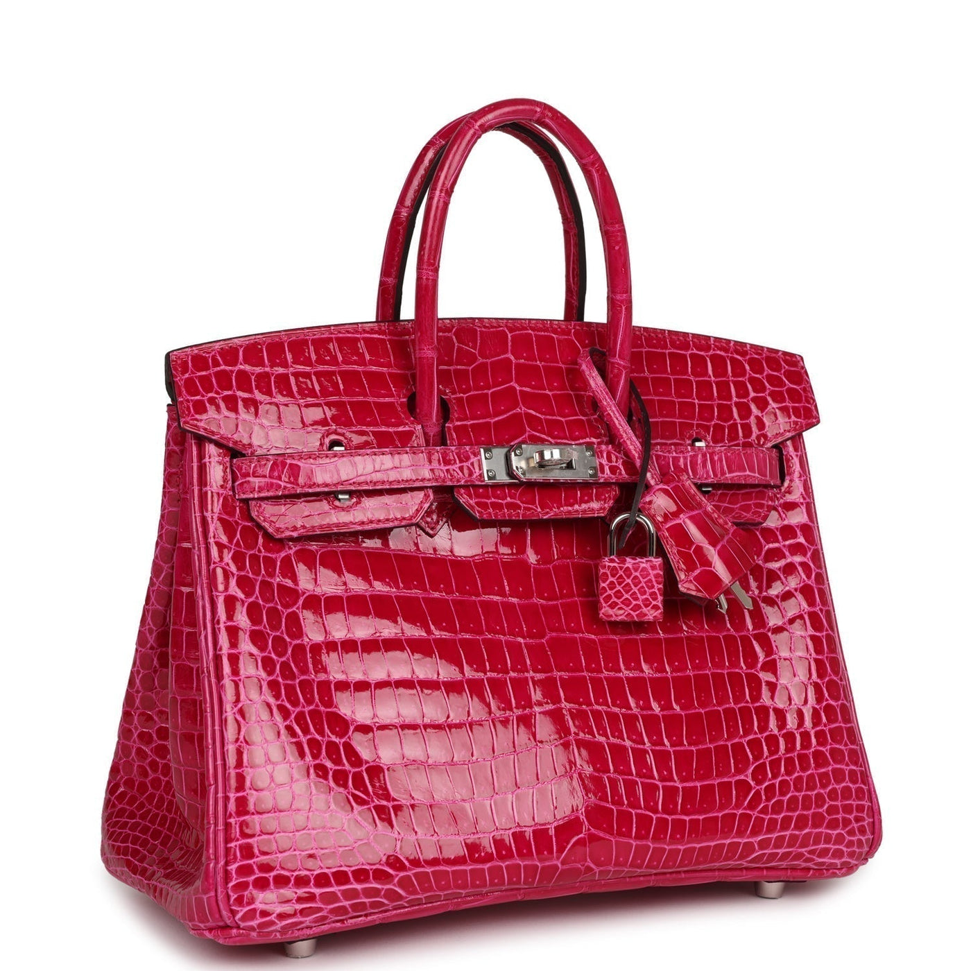 Hermes Birkin 25 Rose Mexico Shiny Porosus Crocodile Palladium Hardware | Studio Nafay
