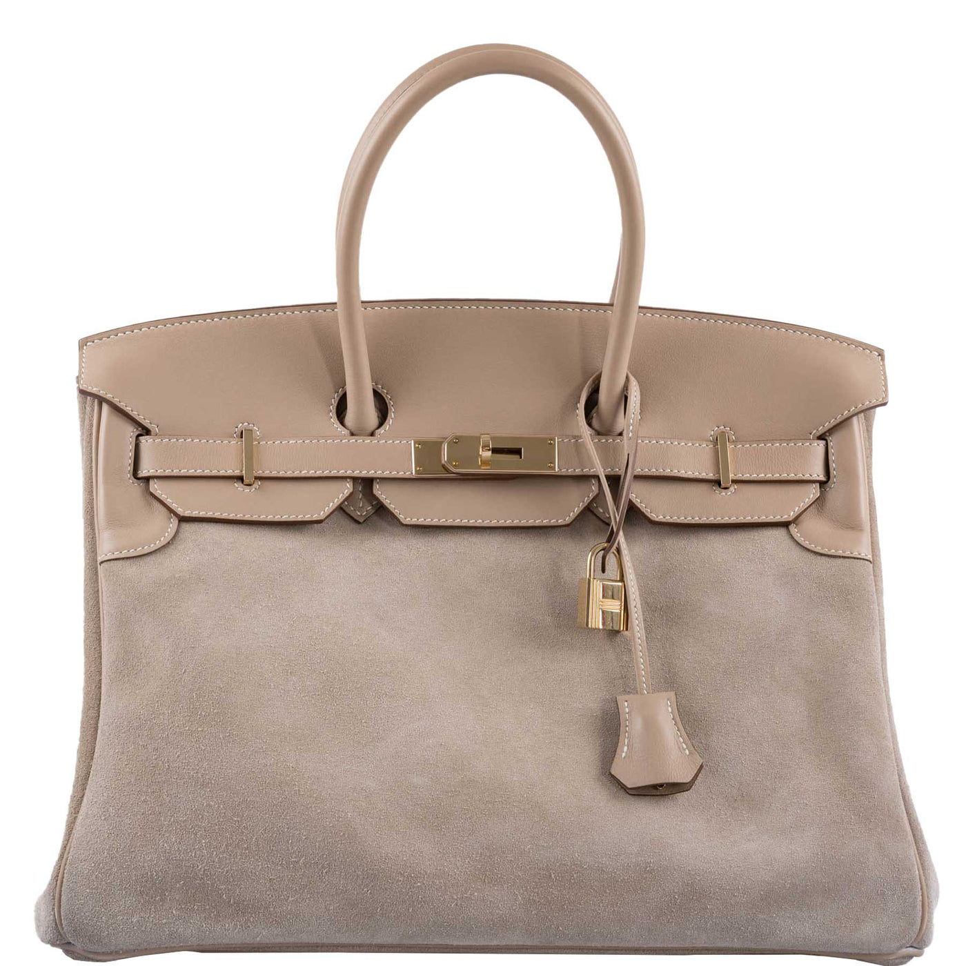 Hermes Birkin 35 Grizzly Argile Veau Doblis Suede & Swift Permabrass Hardware -, R Square - Product Image 2
