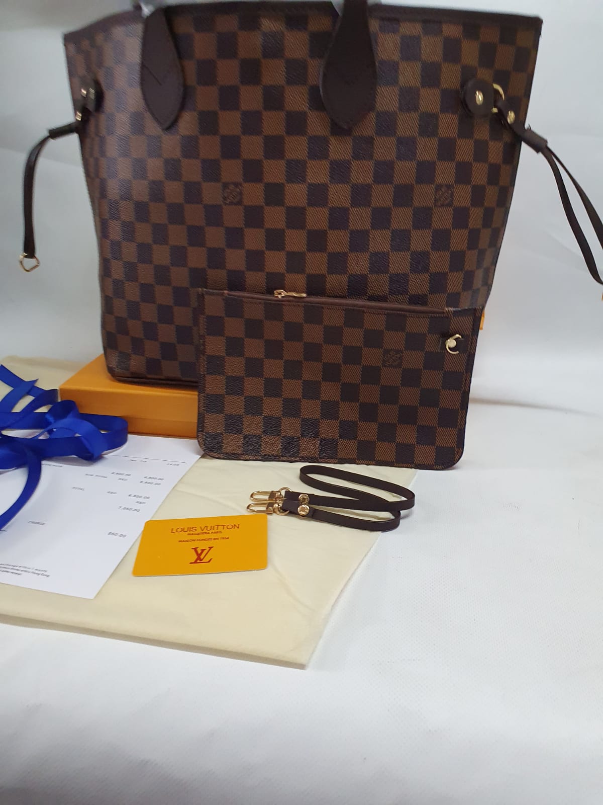 Louis Vuitton Neverfull Damier Ebene Canvas Handbag