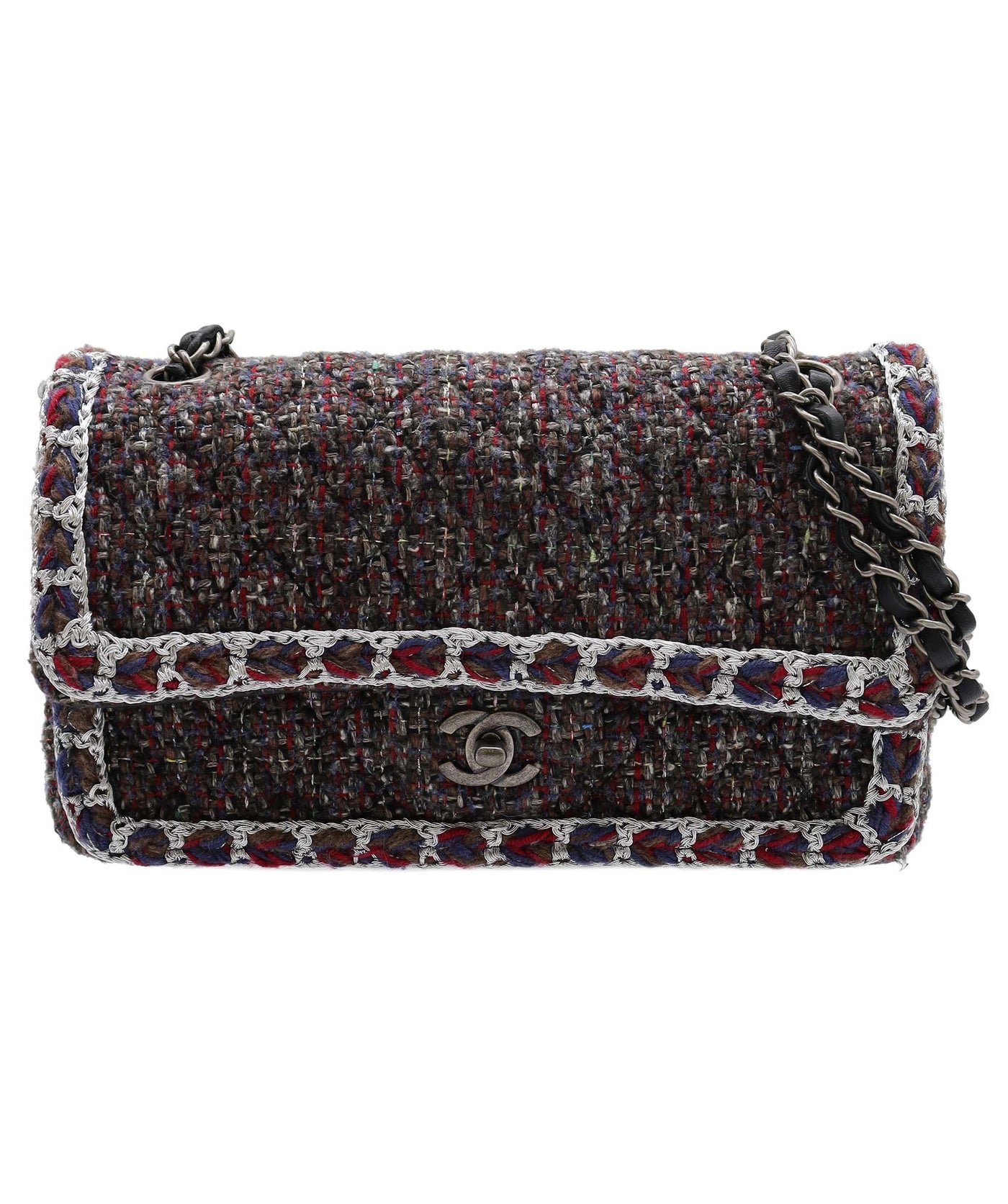 CHANEL CHAIN SHOULDER BAG TWEED LEATHER | Studio Nafay