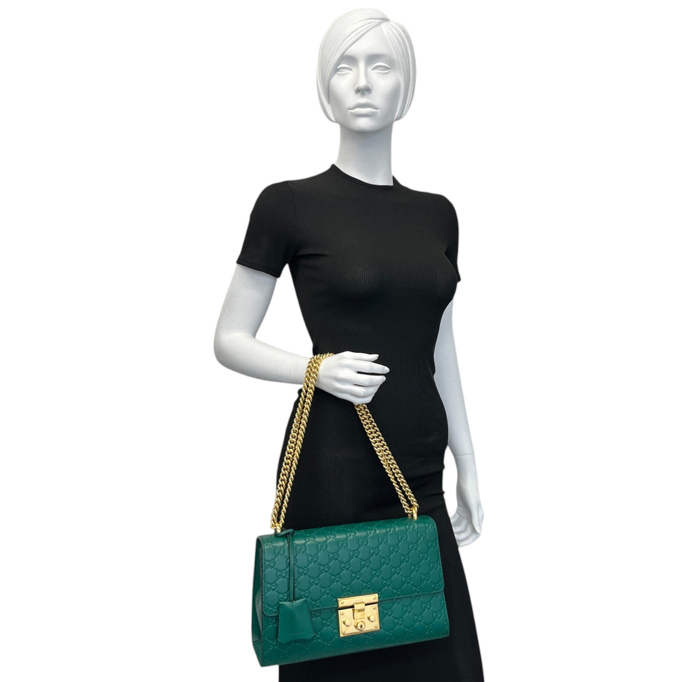 Women's Guccissima Large Padlock Handbag Green | Studio Nafay