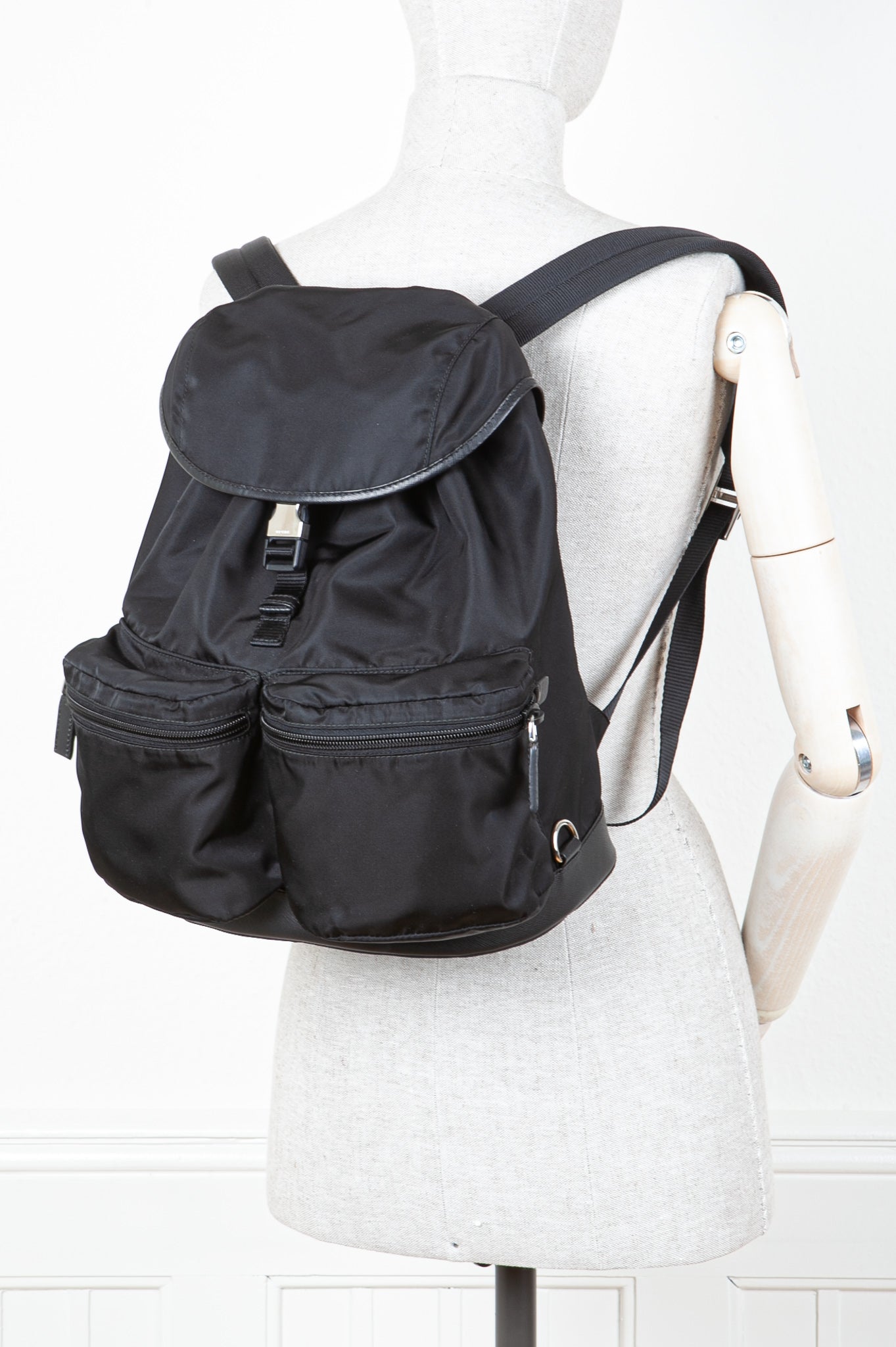 PRADA Backpack Nylon Black with Silver | Studio Nafay