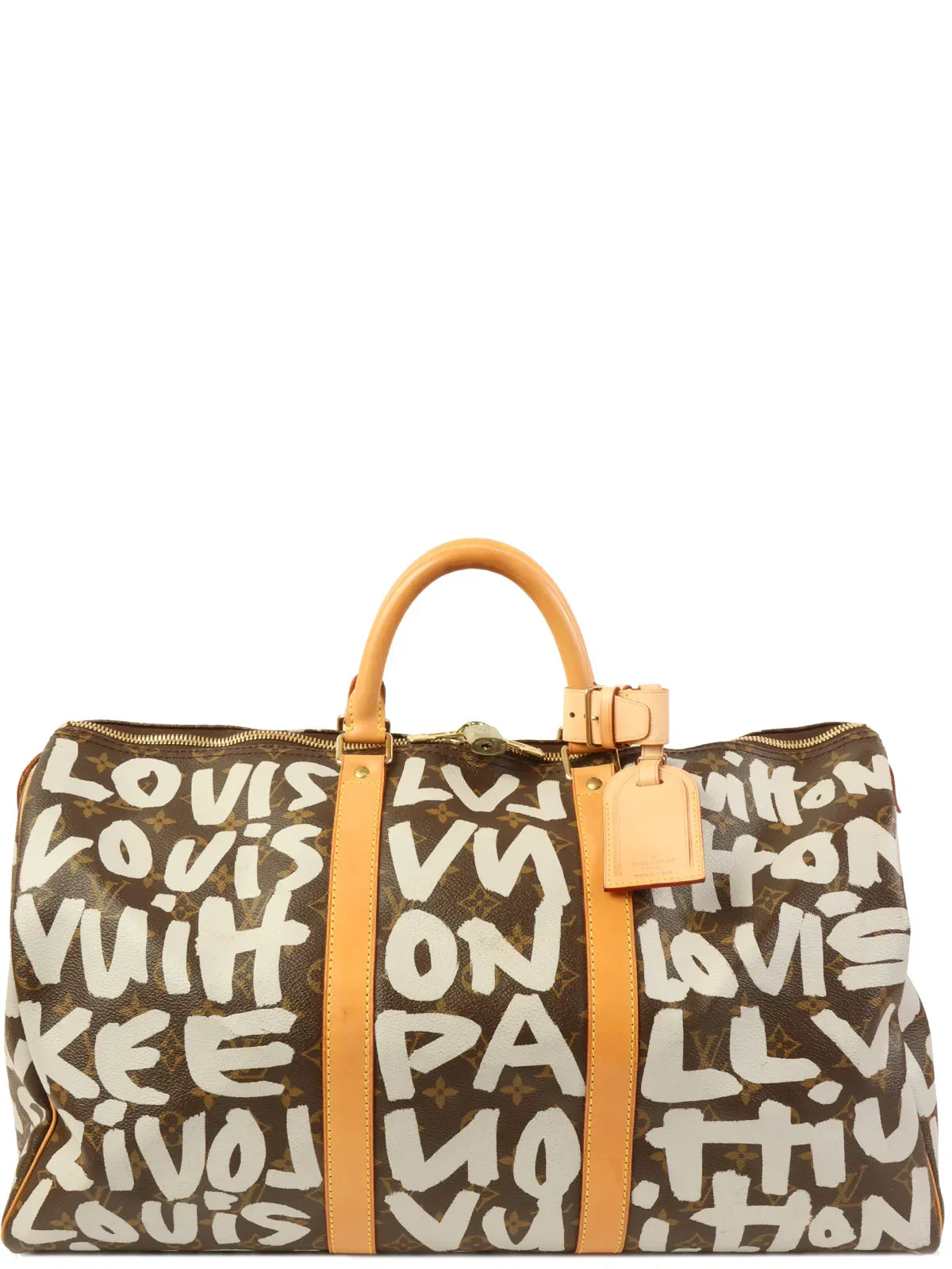 LOUIS VUITTON Made Canvas Monogram Gaffiti Keepall 50 Brown / White