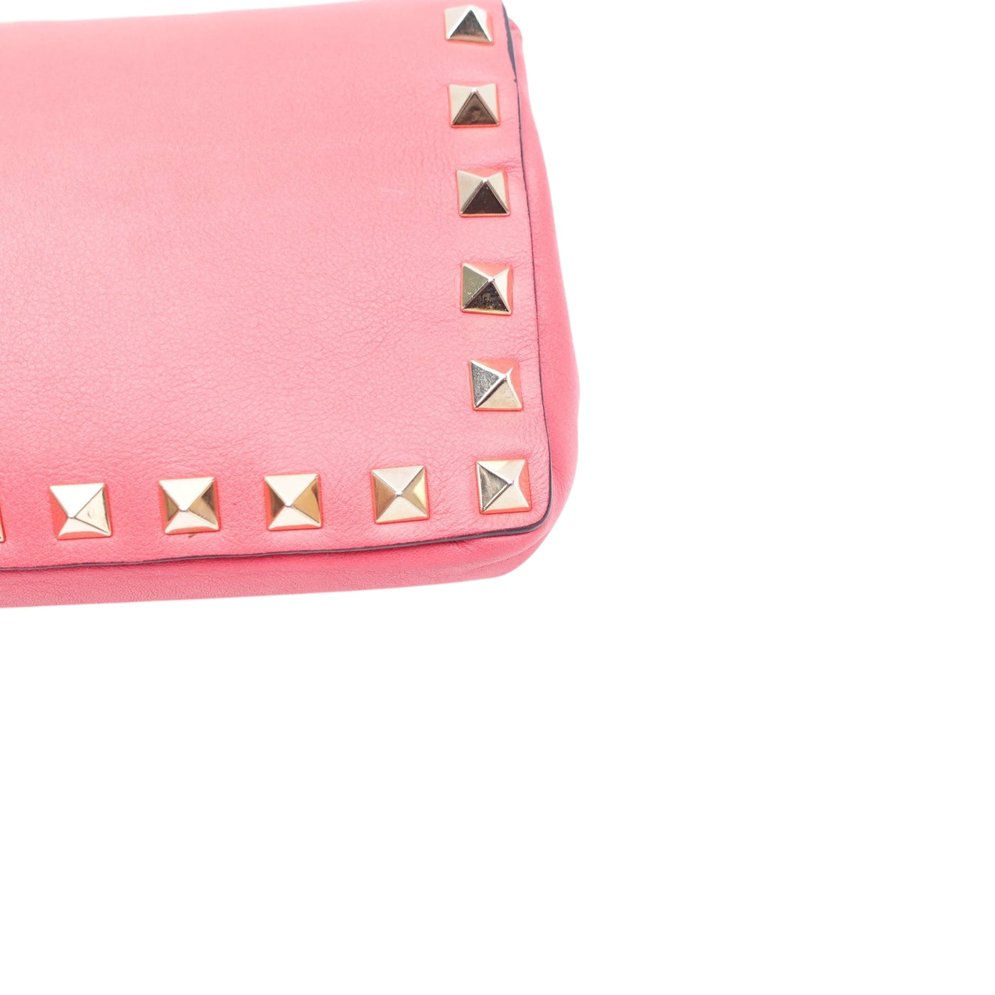 Pink Rockstud Bracelet Clutch Leather Long