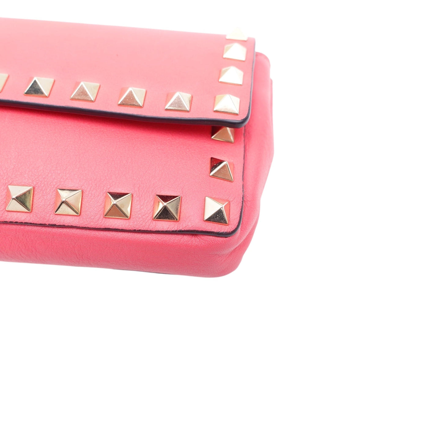 Pink Rockstud Bracelet Clutch Leather Long