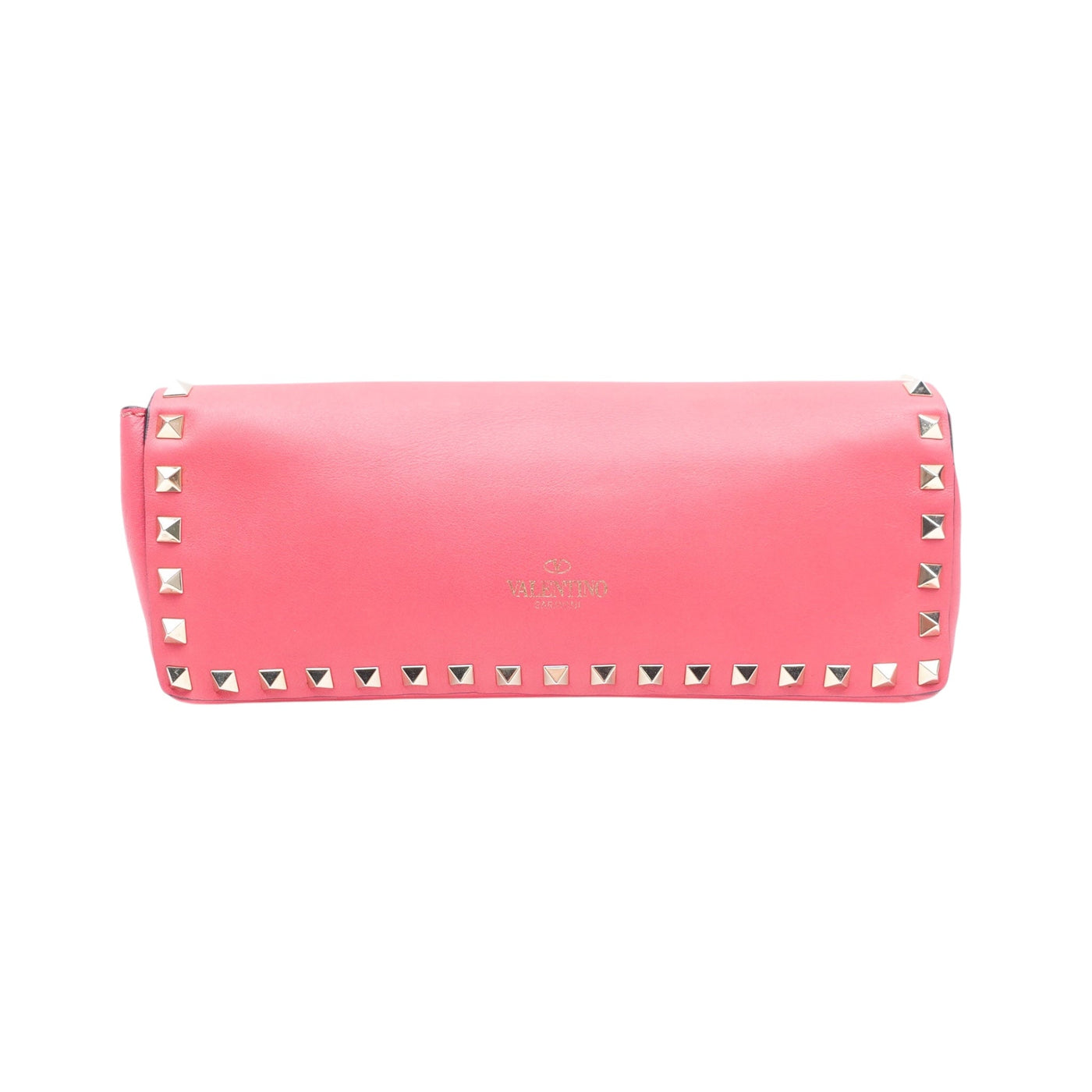 Pink Rockstud Bracelet Clutch Leather Long