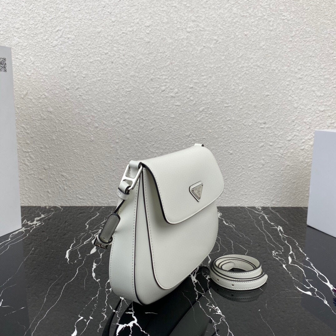 CLEO 24 WHITE BLACK BRUSHED LEATHER SHOULDER BAG - Product Image 3