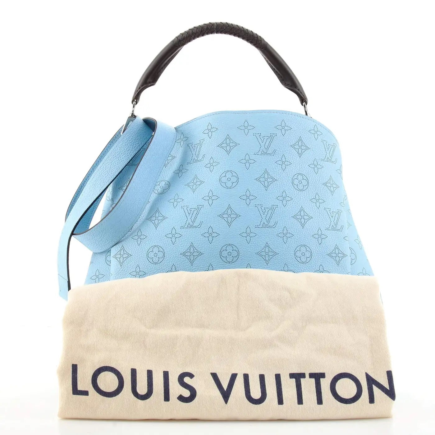 LOUIS VUITTON MONOGRAM MAHINA LEATHER BABYLONE PM BAG IN ICE BLUE - Product Image 4