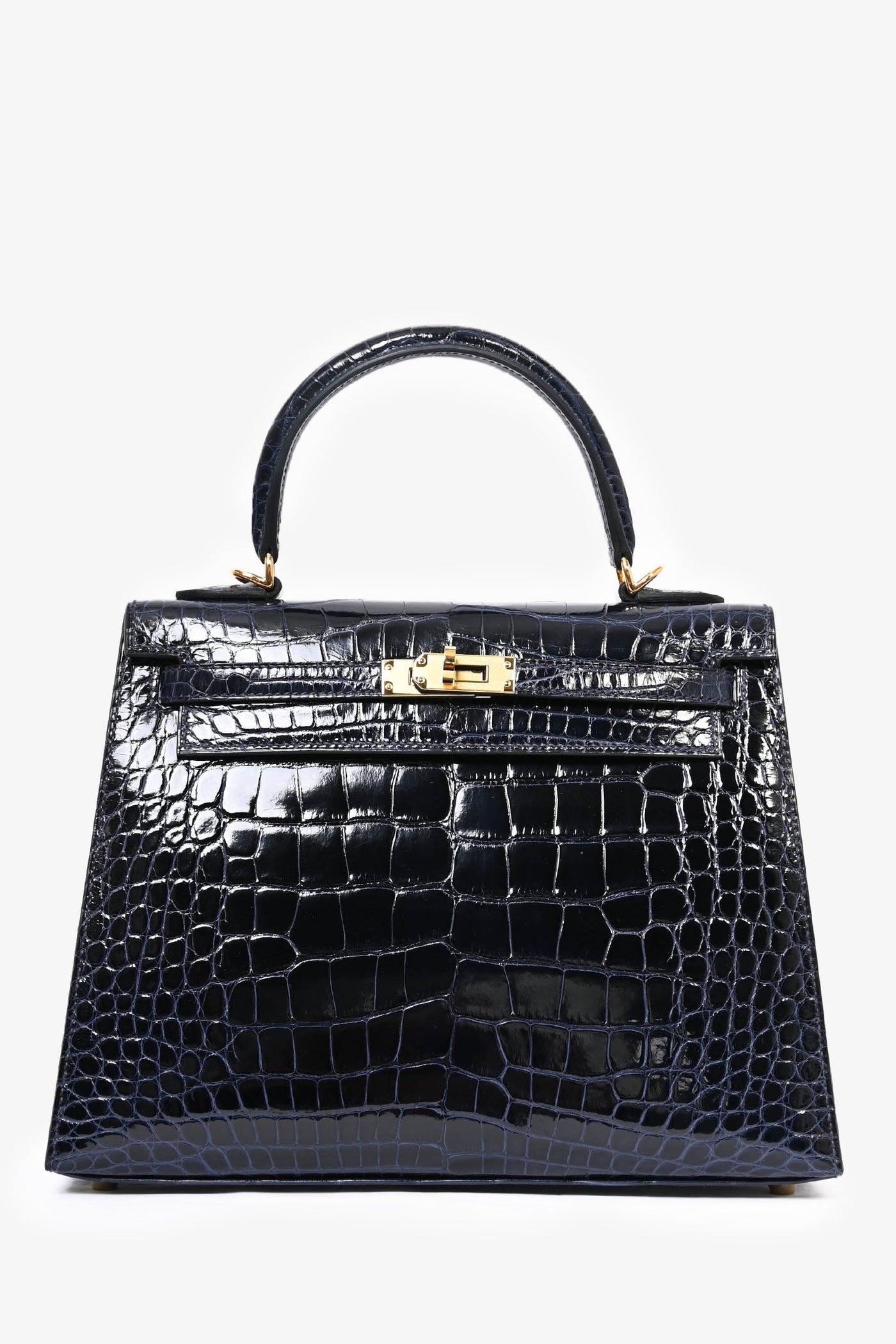 Hermès Blue Marine Shiny Alligator Sellier Kelly II 25 Bag with Strap - Product Image 2