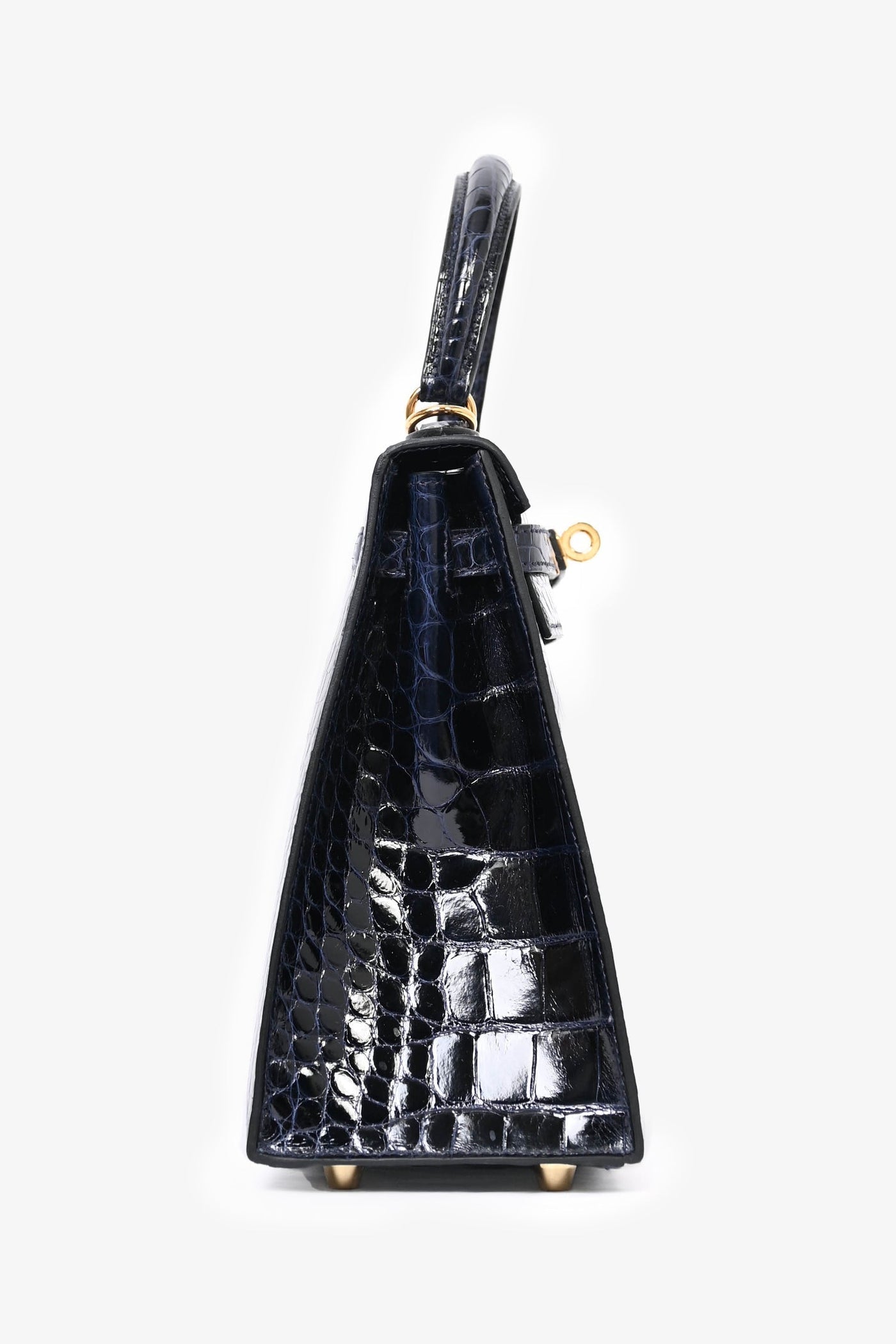 Hermès Blue Marine Shiny Alligator Sellier Kelly II 25 Bag with Strap - Product Image 4