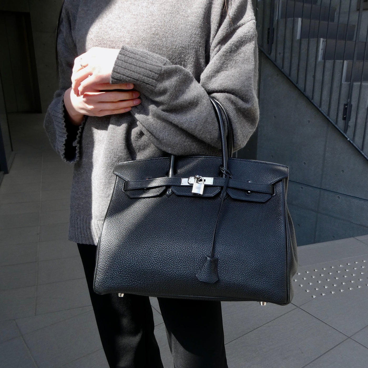 HERMES BIRKIN 35 Handbag Black Veau Crispe Togo | Studio Nafay